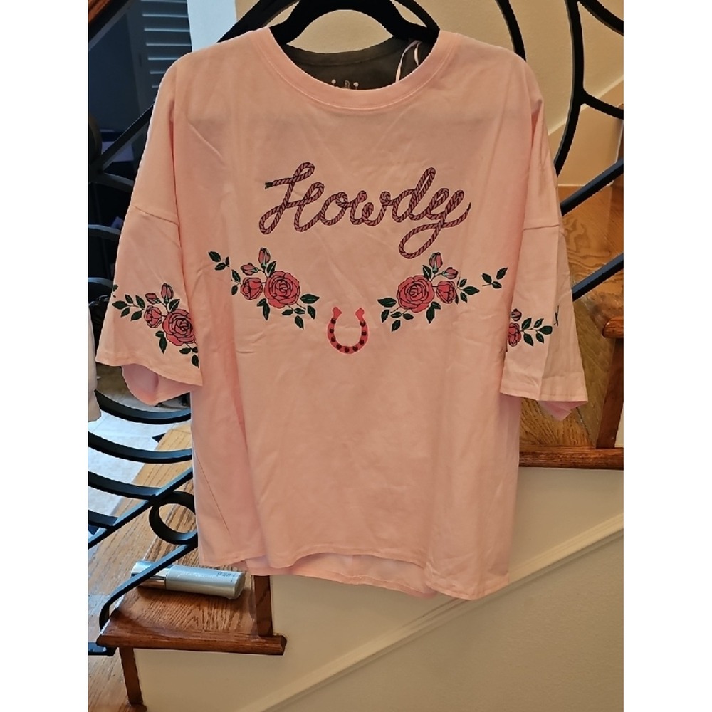 Peach Love California Howdy Graphic T-Shirt Pink Western Rose Oversized L